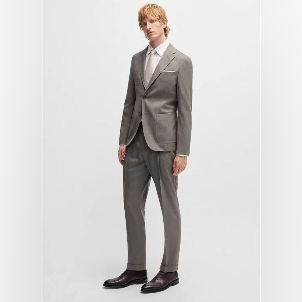 Pre-loved Hugo Boss SLIM-FIT SUIT IN MICRO-PATTERNED STRETCH CLOTH size 42 R